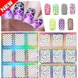 NEW 12tips/sheet New Hollow Nail Art Sticker Stencil Fish Scale Vinyls Irregular Grid Pattern Nail Art Tips Stamping Guide (JV 203)-picture-17