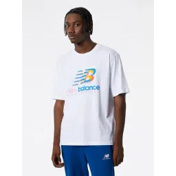 New Balance White Comfort Fit Graphic Print Cotton Sports T-Shirt-picture-20