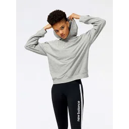 New Balance Women Grey Solid Athletic Hoodie image 1