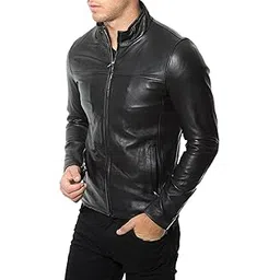 new choice leather Pure Genuine Leather Jacket For Men's (NEWCHOICE-605-Black)-picture-38