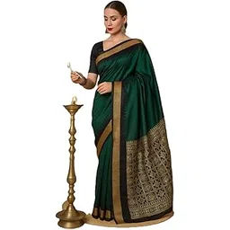 new collection Dark Green Temple Border Plain Sambalpuri Pata Saree Odisha Handloom Papa Silk Pasapalli Design Kanjivaram Sari Ethnic Orissa sari for Women Girls Casual Daily Use New Sari with Blouse-picture-32