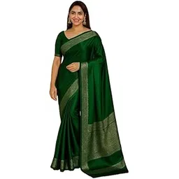 new collection Plain Original Kanjivaram Silver Zari Green Saree Banarasi Pure Soft Satin Blend Silk Saree Women Kanchipuram Pure Paithani Mysore Silk Traditional Jacquard New Ladies with Blouse Piece-picture-13