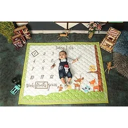 NEW COMERS Milestone Baby Blanket for All Season, Multiuse Cotton Blanket & Prop for Summer/Winter/Ac Room, Blankets for Kids/New Born Monthly Photoshoot, TC (80/153) 135x115x2cm_501| TC - 100-image-11