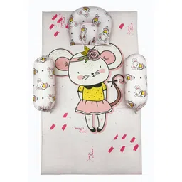 NEW COMERS Baby Bedding Set Cotton 4 Pieces Foldable Set with Pillow Bolsters Fairy Print - Pink-picture-29