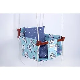 new comers NEW COMERS® Cotton Swing for Kids, Jhula for Baby, Baby Swing Hanging Indoor Outdoor, Baby Garden Swing with Safety Belt & 2 Pillows (6 Months to 4 Years) (Up to 20 kg)-Blue-Purple (TC 150/300) 907-picture-18