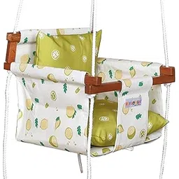 NEW COMERS® Cotton Swing for Kids, Jhula for Baby, Baby Swing Hanging Indoor Outdoor, Baby Garden Swing with Safety Belt & 2 Pillows (6 Months to 4 Years) (Up to 20 kg)-Yellow (TC 150/300) 908-picture-16