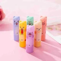 New Cute Cartoon Lip Balm Set of 6. Helps in Moisturizing and Hydrating Lips. Multicolor. Set of 6.-picture-23