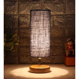 Charles Blue Jute Shade Table Lamp With Wood Base by New Era-picture-12