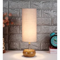 Devansh Wood Table Lamp With Grey Cotton Shade by New Era-picture-33