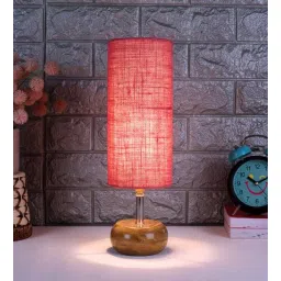 Devansh Wood Table Lamp With Pink Jute Shade by New Era-picture-27