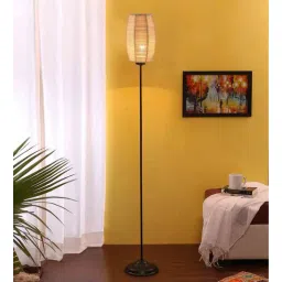 new era Beige Bamboo Shade Club Floor Lamp With Iron Base-picture-10