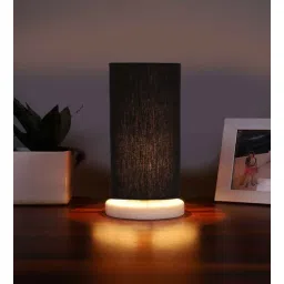 new era Black Cotton table lamp with White wood base -5-picture-35