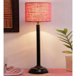 new era Devansh Pink Jute Shade Lamp With Black Base-picture-12