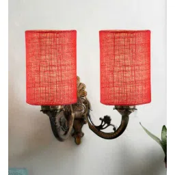 new era Dual Antique Gold Wall Lamp with Jute Pink Shade-picture-25