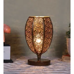 new era Etched Metal Night Lamp with Metal Shade (Antique Gold & Gold)-picture-31