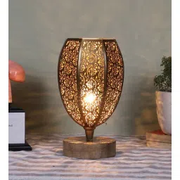 new era Etched Metal Night Lamp with Metal Shade (Antique Gold & Gold)-picture-41
