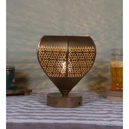 new era Etched Metal Night Lamp with Metal Shade (Antique Gold & Gold)-picture-35