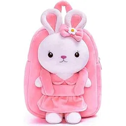 New fancy doll Kids Plush Bunny Backpack, 2-9years, Pink and White, Cute Animal Design with Bow, 2-7 class school, travel bags with 12L capacity-picture-10