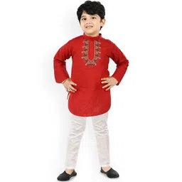 NEW GEN Boys Embroidered Regular Kurta with Trousers-picture-11