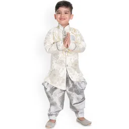 NEW GEN Boys Ethnic Motifs Printed Regular Dupion Silk Kurta with Dhoti Pants-picture-14