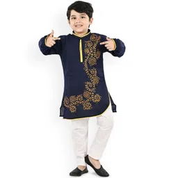 NEW GEN Boys Floral Embroidered Kurta with Pyjamas-picture-58