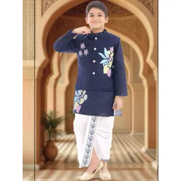 NEW GEN Boys Floral Printed Regular Kurta with Dhoti Pants-picture-31