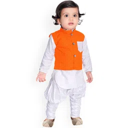 NEW GEN Boys Mandarin Collar Pure Cotton Kurta with Churidar & Nehru Jacket-picture-53