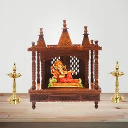 new shilpi handicrafts Nikhil Solid Wood Free Standing Prayer Unit-picture-10