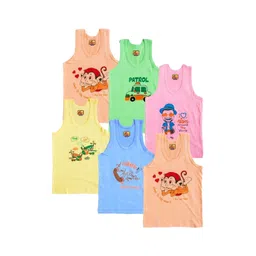 NEW TRINATH HOSIERY Kids Pack Of 6 Printed Cotton Basic Vests KRV-01-picture-40