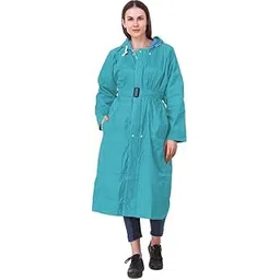 New Variety Store™ Ladies High Neck Raincoat | Waterproof Long Raincoat with Belt Green Color XL Size-picture-36
