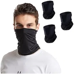 New Variety Store™ Men's & Women's Woollen Summer/Winter Bandana Face mask Cover Cycling Biking Running Neck Gaiter Headgear Scarf Hiking Camping Gym Yoga Sports (Black) 3 Pcs-picture-37
