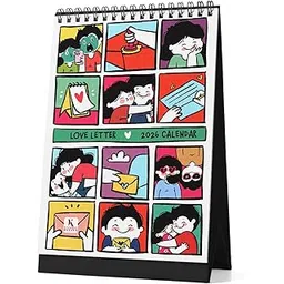 New Year 2026 Desk Calendar for Couples | Daily Planner or Organizer for Office Table Decor (Love Quote, Illustration Art, Black Wiro)-picture-23