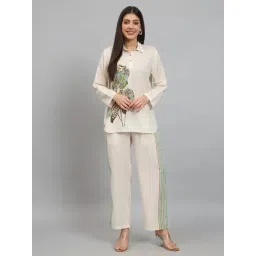 Newd Beige Cotton Blend Printed Co-Ord Set-picture-21