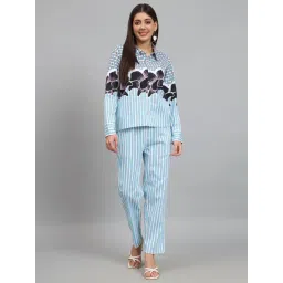 Newd Blue & White Cotton Blend Printed Co-Ord Set-picture-37