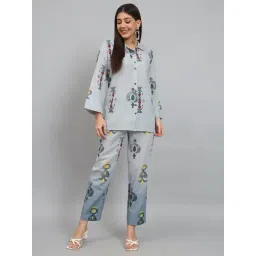 Newd Light Blue Cotton Blend Printed Co-Ord Set-picture-21