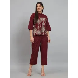 Newd Wine Cotton Blend Printed Co-Ord Set-picture-20