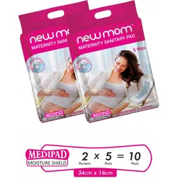 newmom Disposable Maternity Pad Medi, Pack of 5*2 Sanitary Pad-picture-13