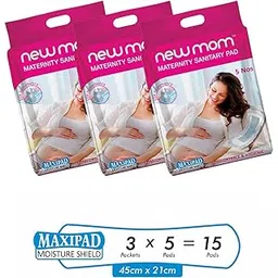 Newmom Disposable Maternity pads - Maxi, Pack of 5 * 3 | For Heavy Bleeding Post Delivery | Super Absorbent and Leak Proof | Soft and Non-irritating | For Extra Heavy Flow and Urine Incontinence-picture-10