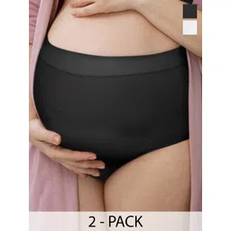NEWMOM Pack Of 2 High-Rise Seamless Breathable Maternity Support Briefs 0803-235-picture-29