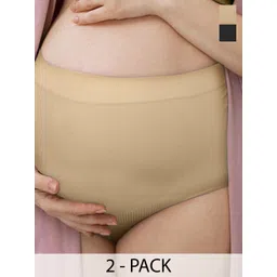 NEWMOM Pack Of 2 High-Rise Seamless Breathable Maternity Support Briefs 0803-254-picture-22