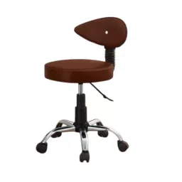 NEWTURN Metto Rolling Swivel Bar Stool Cushion Foam 5 Wheel Standard Size Teak Wood, Synthetic Leather Material Brown Mid Back-picture-15