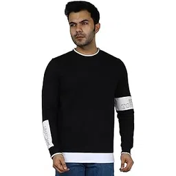 nexgen club Men's Sweatshirt Pullover Rib Cuffs Crew Neck Winter Full Sleeve Side Panel Text Print Waistband Jacquard Knitted Cotton for Man and Boy Unisex Gen Z-picture-18