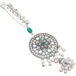 nexgul ultra aqua Oxidized Ethnic Saree Pin for Women | Multicolor Stone & Pearl Brooch Pins | Traditional Imitation Jewelry Accessories-picture-41