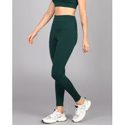 Solid Women Dark Green Tights-image-0