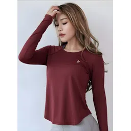 nexsus apparels Women Solid Round Neck Polyester Maroon T-Shirt-picture-32