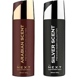Next Care ARABIAN SCENT+ SILVER SCENT Oudh Deodorants Body Spray For Men & Women | Long Lasting Deo | 200ml each (Pack of 2)-picture-23