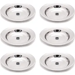 next future 8 Inches Heavy Stainless Steel Deep Soup/ Gravy Plate | Set of 6 Dinner Plates Rice Plates-picture-19