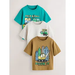 NEXT Boys Pack of 3 Graphic Printed Pure Cotton T-Shirt-picture-39