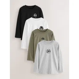 NEXT Boys Pack Of 4 Typography Printed Drop-Shoulder Sleeves Pure Cotton T-shirt-picture-15
