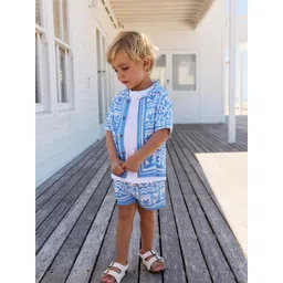 NEXT Boys Printed Cuban Collar Shirt and Shorts Clothing Set-picture-43